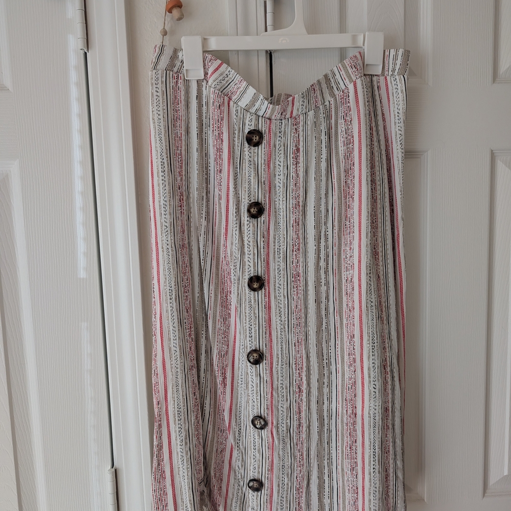 AB Studio Multicolor Striped Midi Skirt